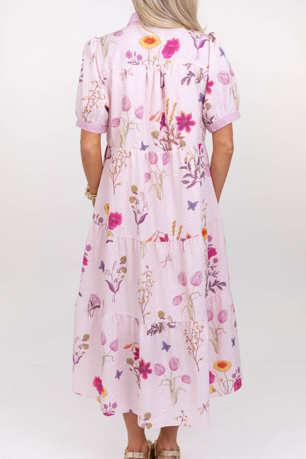The Everyday Go-To Blush Floral Midi Dress