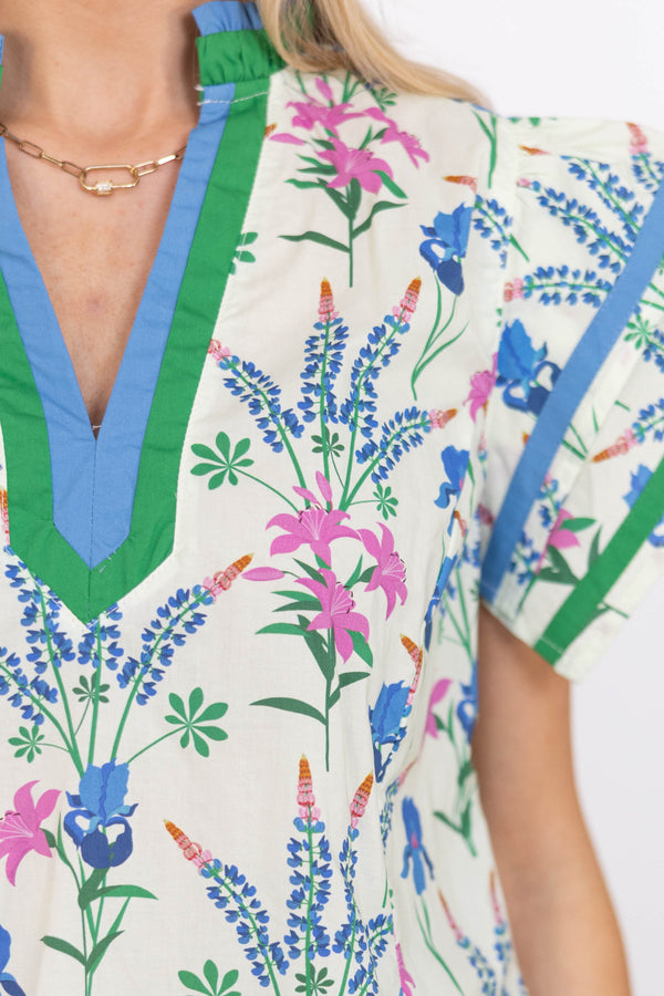 Effortlessly Easy Cream Ditsy Floral Blouse