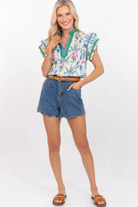 Effortlessly Easy Cream Ditsy Floral Blouse