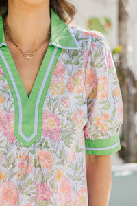Always A Yes Light Blue Floral Blouse