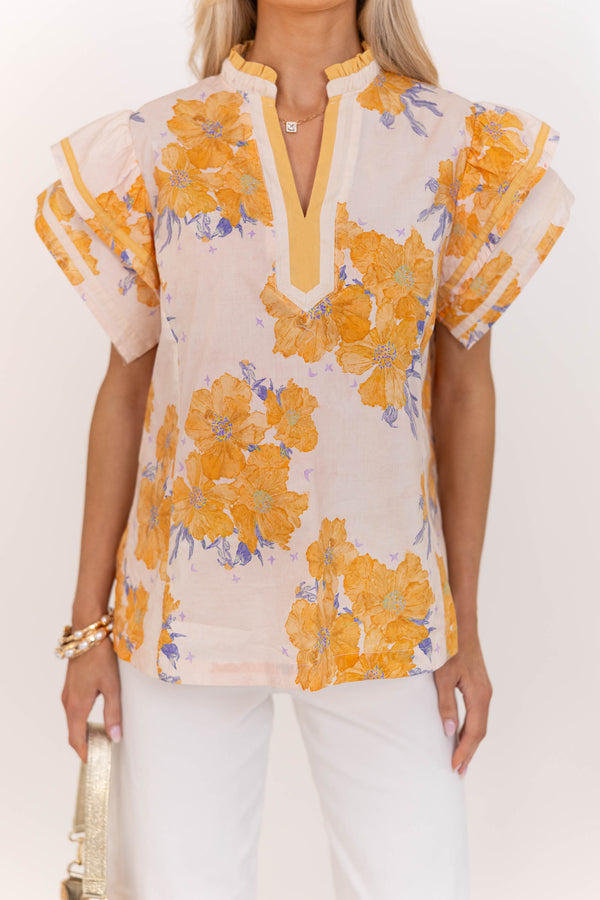 Always In Rotation Yellow Floral Blouse
