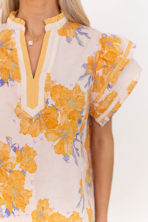 Always In Rotation Yellow Floral Blouse