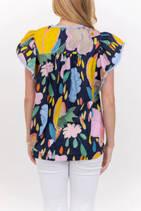 Simple Wins Navy Abstract Blouse