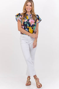 Simple Wins Navy Abstract Blouse