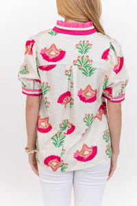 Feels Right Cream Abstract Blouse