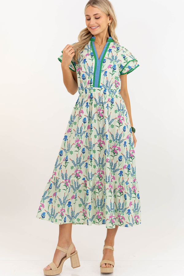 Instant Outfit Cream Floral Midi Dress