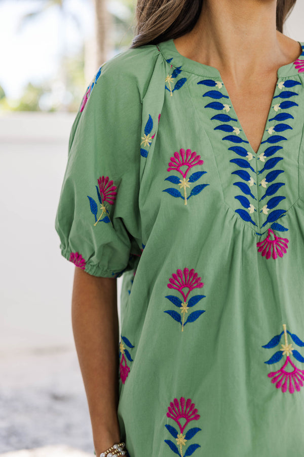 Nothing Complicated Sage Medallion Blouse