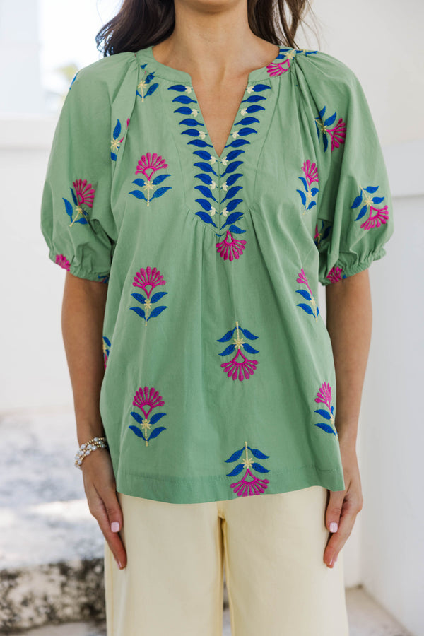 Nothing Complicated Sage Medallion Blouse