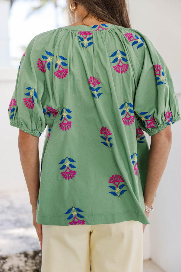 Nothing Complicated Sage Medallion Blouse