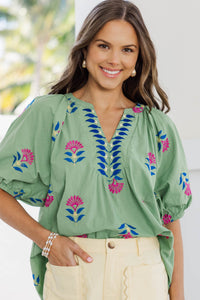 Nothing Complicated Sage Medallion Blouse