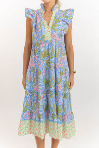 Easy With Intention Blue Floral Midi Dress