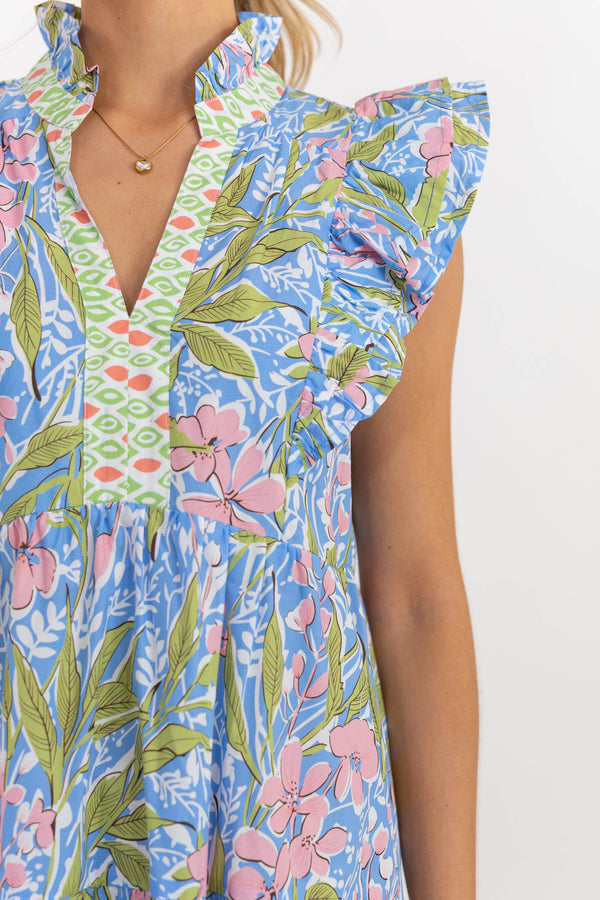 Easy With Intention Blue Floral Midi Dress
