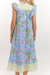Easy With Intention Blue Floral Midi Dress