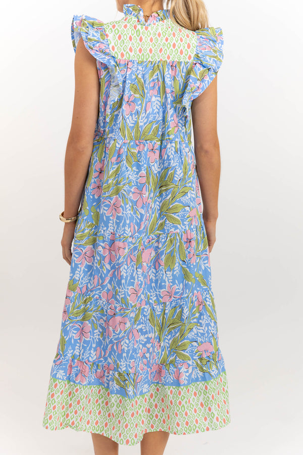 Easy With Intention Blue Floral Midi Dress