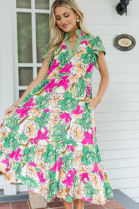 A No-Brainer Green Floral Midi Dress