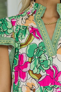 A No-Brainer Green Floral Midi Dress