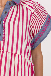 Relaxed And Reliable Pink Striped Dress