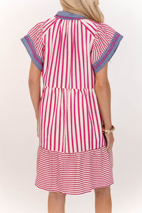 Relaxed And Reliable Pink Striped Dress