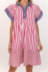 Relaxed And Reliable Pink Striped Dress