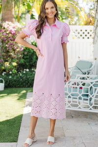 Somewhere Special Pink Embroidered Midi Dress