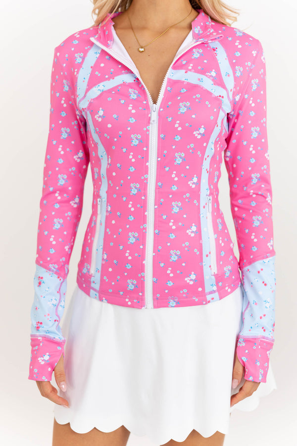 Sharing Stories Pink Mixed Print Cropped Jacket