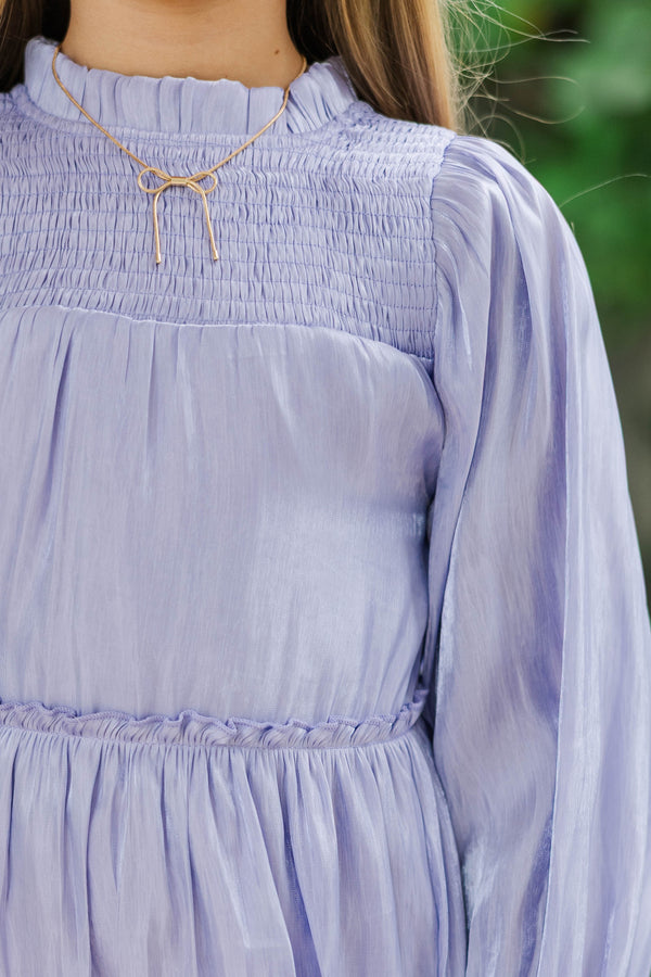 Girls: The Mariana Light Blue Shimmer Babydoll Dress