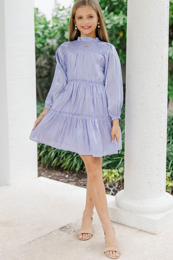 Girls: The Mariana Light Blue Shimmer Babydoll Dress