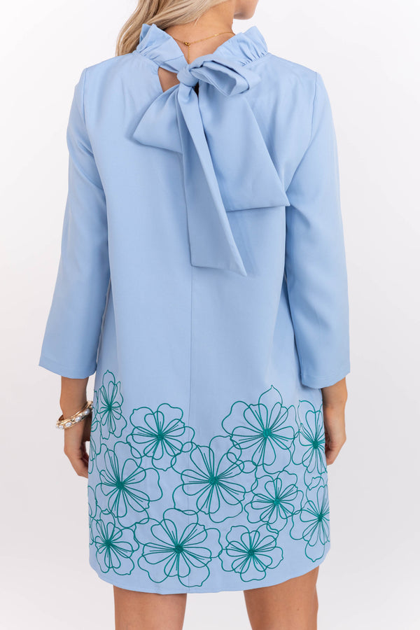 This Is It Light Blue Embroidered Dress