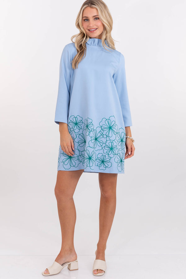 This Is It Light Blue Embroidered Dress