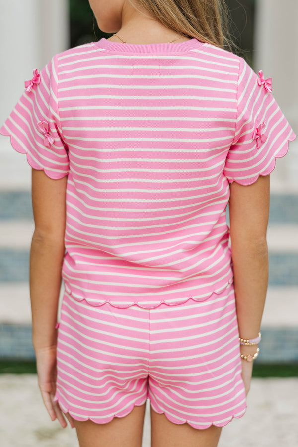 Girls: Bright & Breezy Pink Striped S/S Set