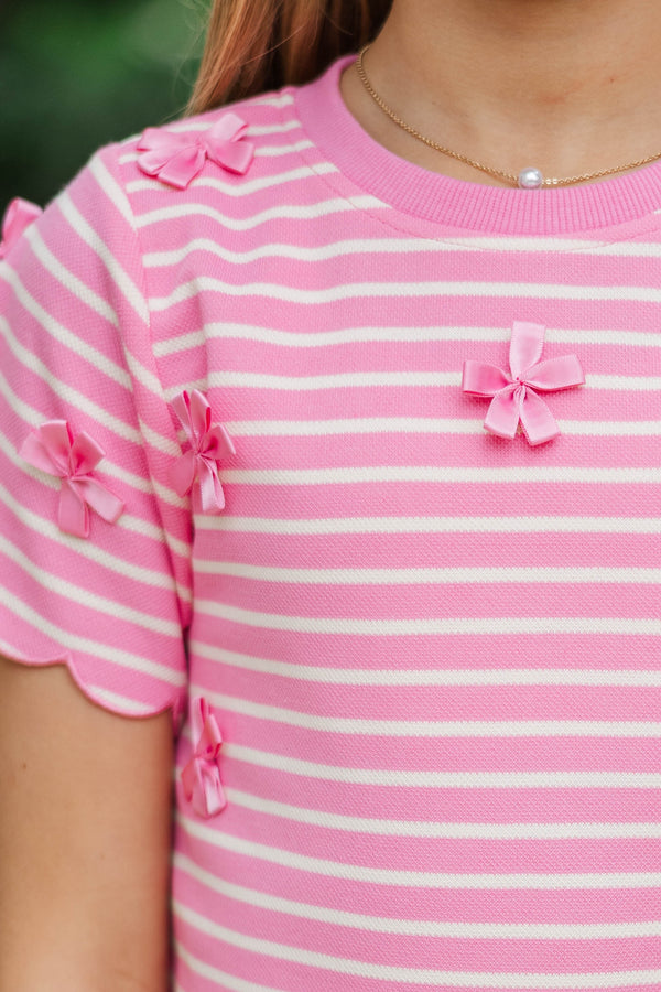 Girls: Bright & Breezy Pink Striped S/S Set