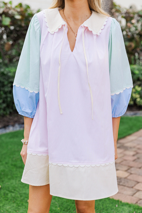 On Edge Pink Striped Dress