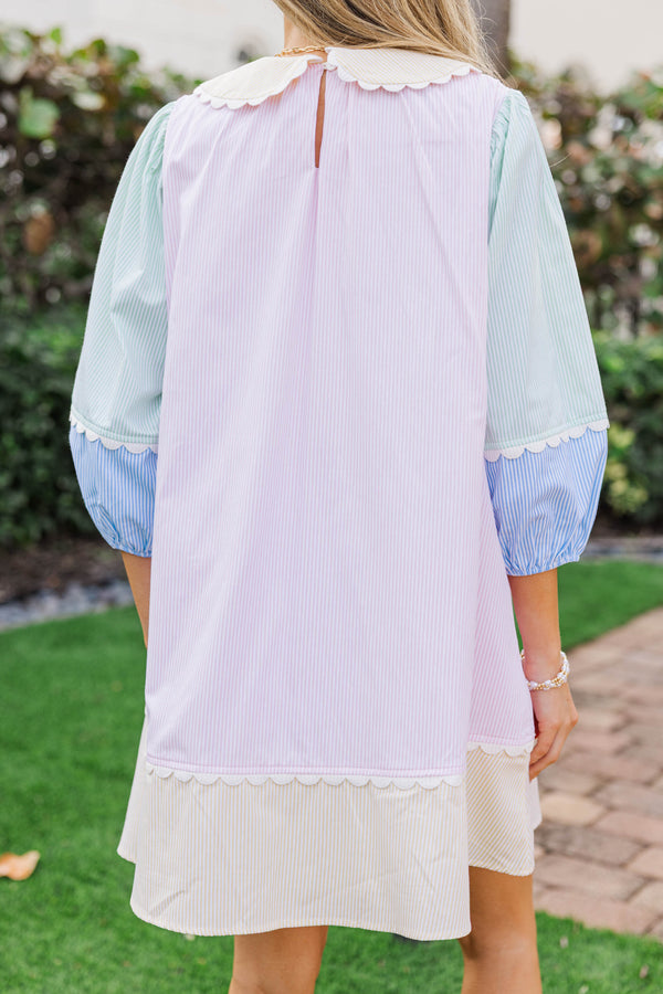 On Edge Pink Striped Dress