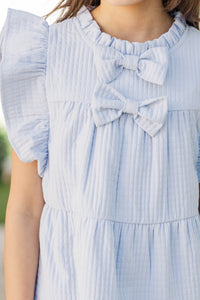 Girls: The Skylar Light Blue Bow Babydoll Dress