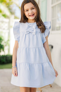 Girls: The Skylar Light Blue Bow Babydoll Dress