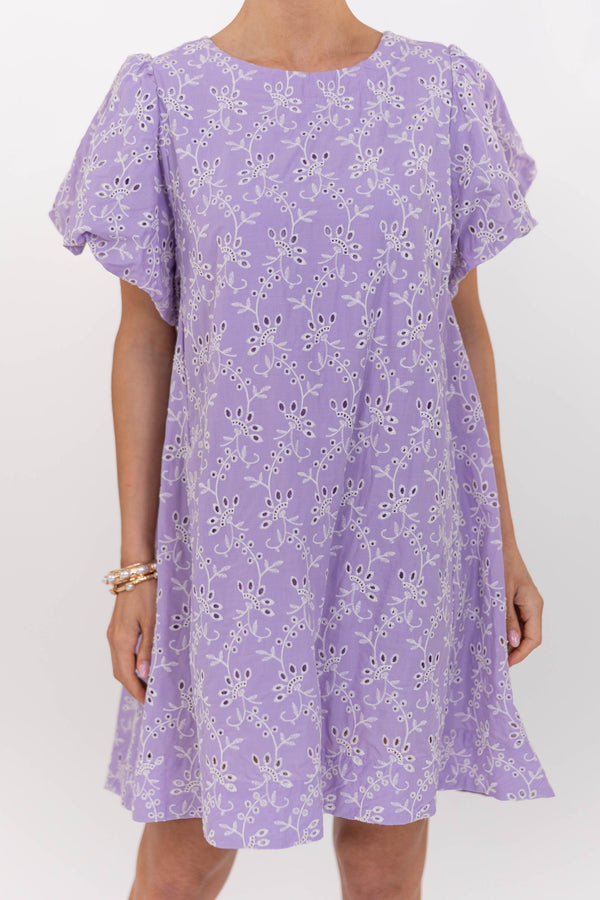 Signed With Love Lavender Eyelet Dress