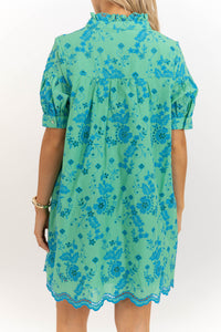 Turn Up The Charm Green Embroidered Dress