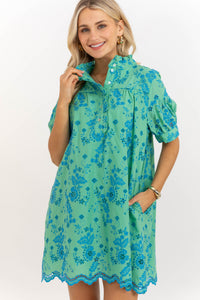 Turn Up The Charm Green Embroidered Dress