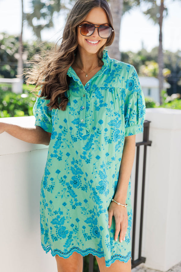 Turn Up The Charm Green Embroidered Dress, Small - The Mint Julep Boutique | Women's Boutique Clothing