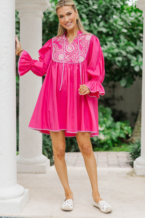 All The Little Things Pink Crochet Dress