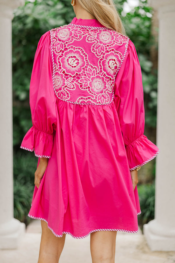 All The Little Things Pink Crochet Dress