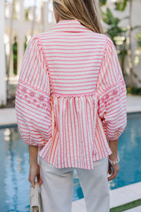 Cheerful Charm Pink Striped Blouse