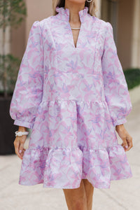 Always On My Mind Lavender/Pink Brocade Babydoll Dress