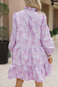 Always On My Mind Lavender/Pink Brocade Babydoll Dress