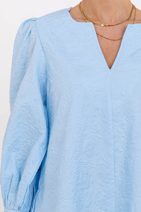 At A Glance Light Blue Textured Dress