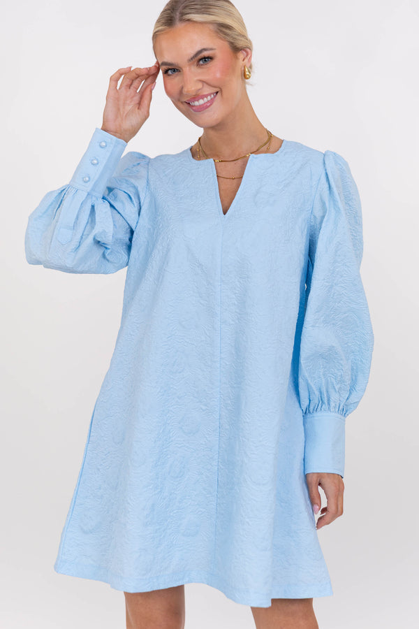 At A Glance Light Blue Textured Dress
