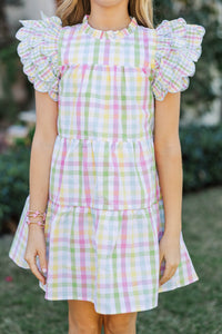 Girls: The Holland Yellow Gingham Scalloped Dress