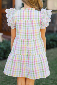 Girls: The Holland Yellow Gingham Scalloped Dress