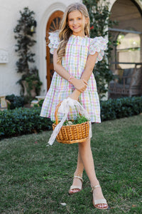 Girls: The Holland Yellow Gingham Scalloped Dress