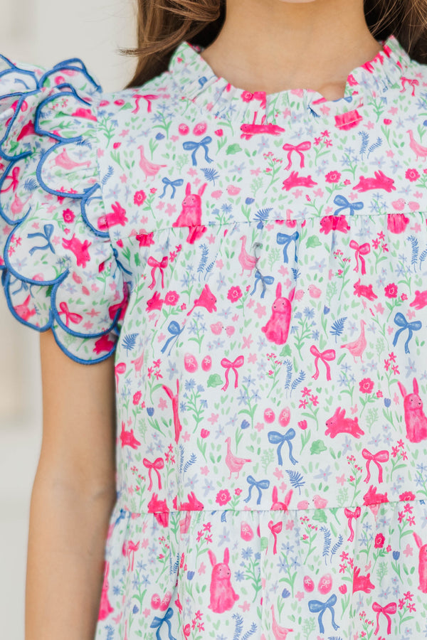 Girls: The Holland Light Blue Novelty Scalloped Dress